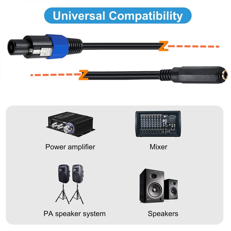JUNSUNMAY Cable adaptador de altavoz de audio Speakon macho a hembra de 6,35 mm con cierre a presión, longitud: 50 cm