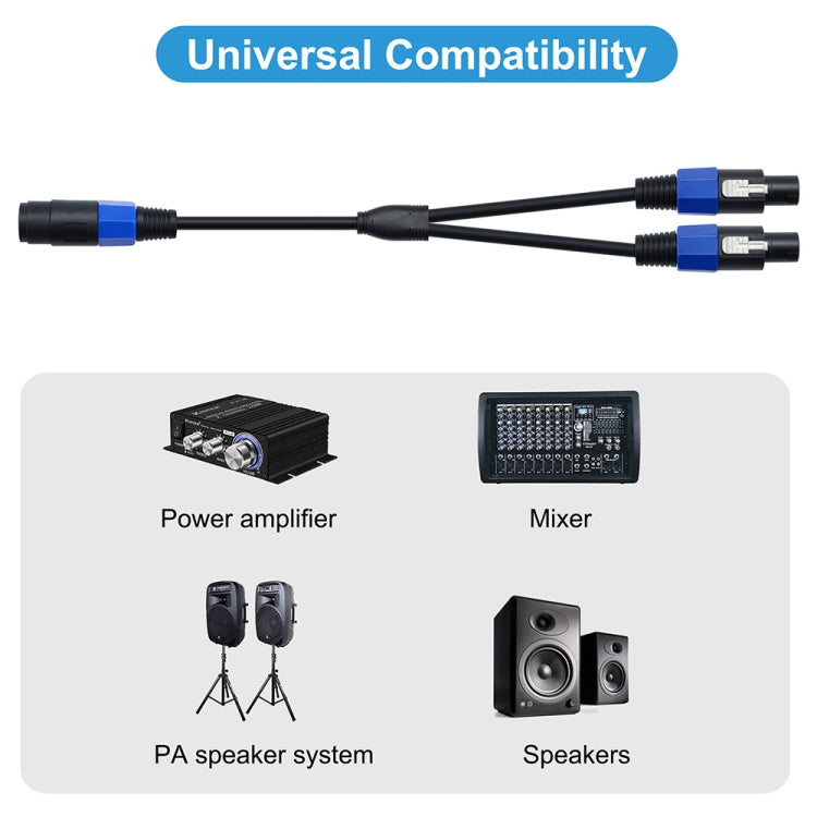JUNSUNMAY Speakon hembra a Speakon macho 2 en 1 cable adaptador de altavoz de audio, longitud: 50 cm