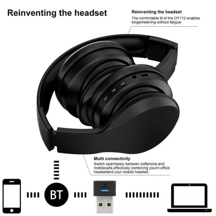 OY712 para computadora, teléfono móvil, auriculares, auriculares inalámbricos Bluetooth con cancelación de ruido para juegos de graves