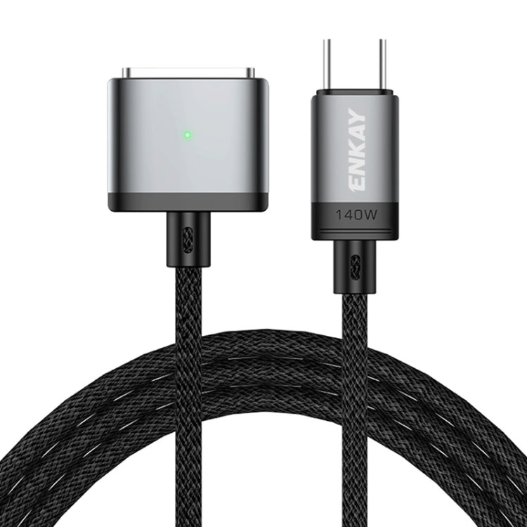 ENKAY 140W USB-C / Type-C a MagSafe 3 Cable de carga magnético trenzado de nylon con indicador LED para MacBook 6.6FT, ENKAY Grey, ENKAY Blue