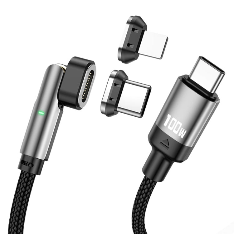 ENKAY 2 en 1 PD 100W / 27W Rotación de 180 grados Tipo C magnético / Cable de datos de carga rápida de 8 pines con luz LED, 1m, 2m