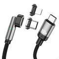 ENKAY 2 en 1 PD 100W / 27W Rotación de 180 grados Tipo C magnético / Cable de datos de carga rápida de 8 pines con luz LED, 1m, 2m