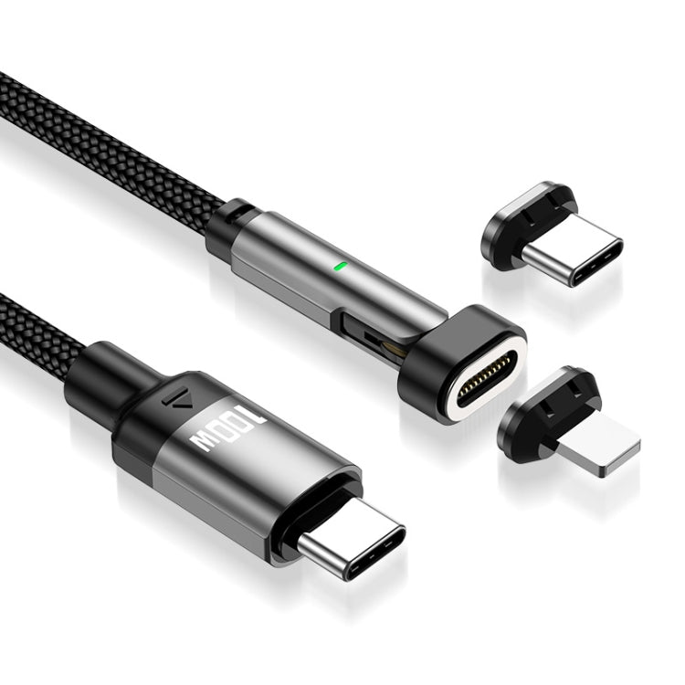 ENKAY 2 en 1 PD 100W / 27W Rotación de 180 grados Tipo C magnético / Cable de datos de carga rápida de 8 pines con luz LED, 1m, 2m