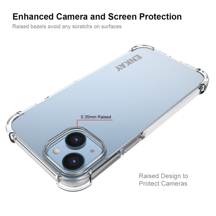 ENKAY Funda de teléfono transparente de TPU a prueba de golpes con película de vidrio, For iPhone 14 Plus, For iPhone 15 Pro Max, For iPhone 14, For iPhone 15 Pro, For iPhone 14 Pro, For iPhone 15 Plus, For iPhone 14 Pro Max, For iPhone 15
