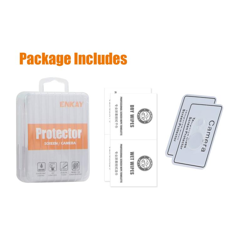 2 uds ENKAY Hat-Prince 9H lente de cámara trasera película de vidrio templado, For iPhone 17e / 16e, For iPhone 17 Pro Max, For iPhone 17 Pro, For iPhone 17, For iPhone Air, For iPhone 16 Pro / 16 Pro Max, For iPhone 16 / 16 Plus                       ...