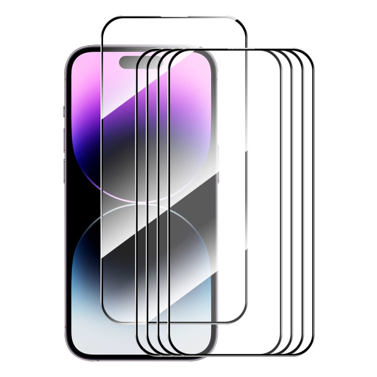 5 uds ENKAY pegamento completo alto aluminio-silicio película de vidrio templado, For iPhone 17e / 16e, For iPhone 16 Pro Max, For iPhone 16 Pro, For iPhone 16 Plus, For iPhone 16, For iPhone 15 Pro Max, For iPhone 15 Pro, For iPhone 15 Plus           ...