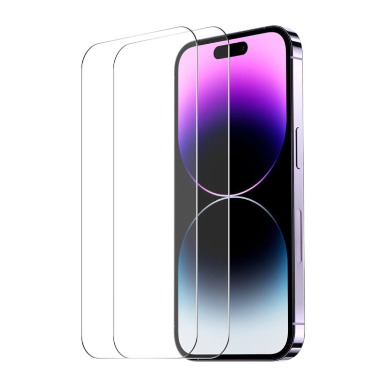 2 uds ENKAY 0,26mm 9H 2.5D alto aluminio-silicio película de vidrio templado, For iPhone 17e / 16e, For iPhone 16 Pro Max, For iPhone 16 Pro, For iPhone 16 Plus, For iPhone 16, For iPhone 15 Pro Max, For iPhone 15 Pro, For iPhone 15 Plus, For iPhone 15