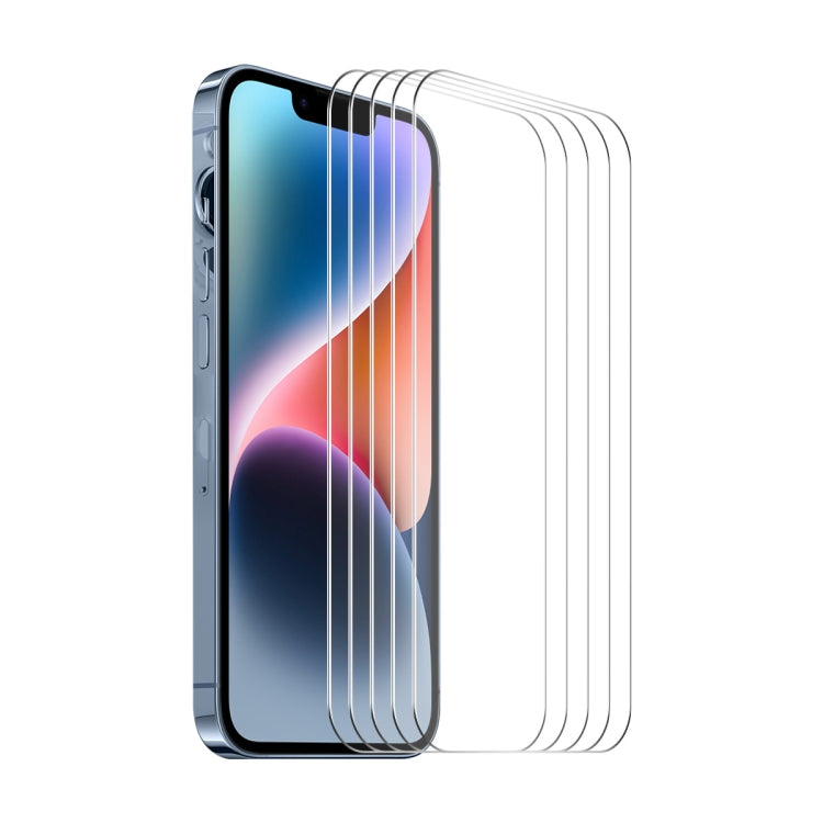5 uds ENKAY 0,26mm 9H 2.5D alto aluminio-silicio película de vidrio templado, For iPhone 17e / 16e, For iPhone 16 Pro Max, For iPhone 16 Pro, For iPhone 16 Plus, For iPhone 16, For iPhone 15 Pro Max, For iPhone 15 Pro, For iPhone 15 Plus, For iPhone 15
