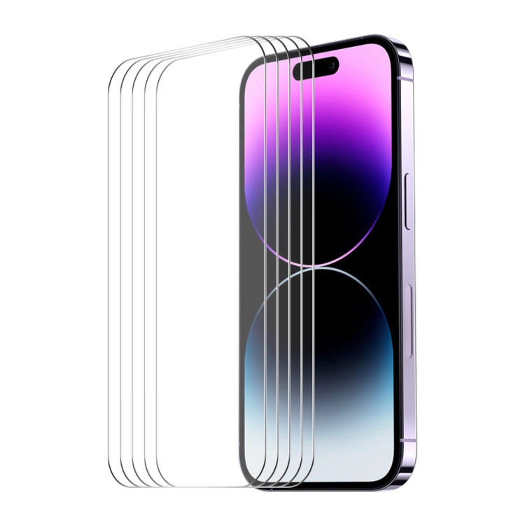 5 uds ENKAY 0,26mm 9H 2.5D alto aluminio-silicio película de vidrio templado, For iPhone 17e / 16e, For iPhone 16 Pro Max, For iPhone 16 Pro, For iPhone 16 Plus, For iPhone 16, For iPhone 15 Pro Max, For iPhone 15 Pro, For iPhone 15 Plus, For iPhone 15