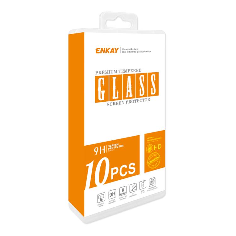 10pcs ENKAY 0.26mm 9H 2.5D Alta película de vidrio templado de aluminio y silicio, For iPhone 17e / 16e, For iPhone 16 Pro Max, For iPhone 16 Pro, For iPhone 16 Plus, For iPhone 16, For iPhone 15 Pro Max, For iPhone 15 Pro, For iPhone 15 Plus          ...