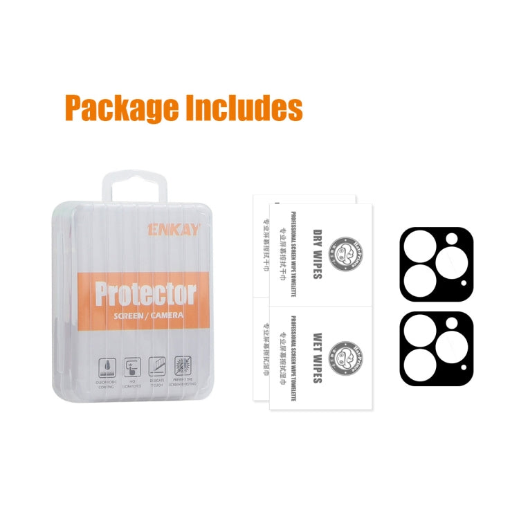 2 uds ENKAY Hat-Prince 9H lente de cámara trasera película de vidrio templado, For iPhone 16 Pro / 16 Pro Max, For iPhone 16 / 16 Plus, For iPhone 15 Pro / 15 Pro Max, For iPhone 15 / 15 Plus