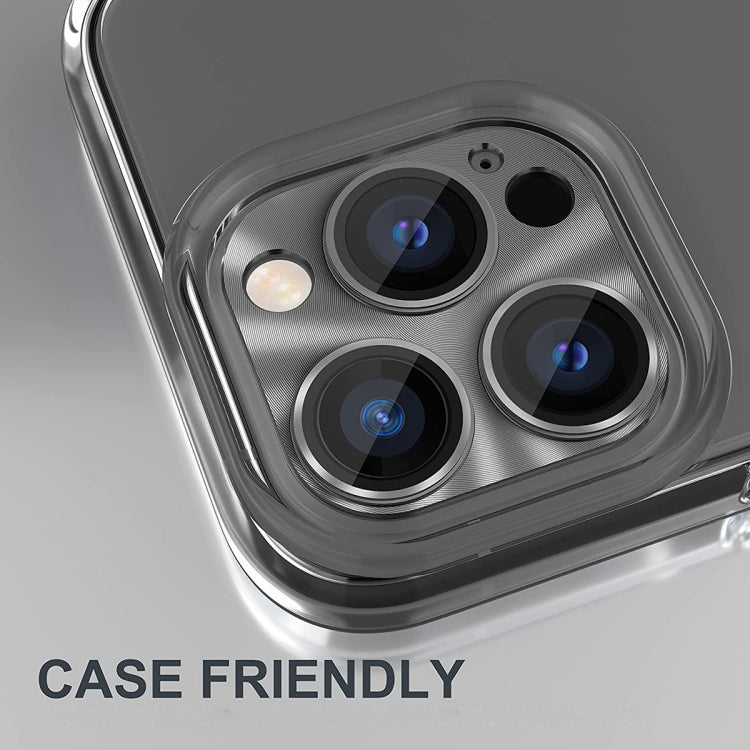Película de cubierta de lente de vidrio templado de aleación de aluminio ENKAY, For iPhone 15 Pro / 15 Pro Max