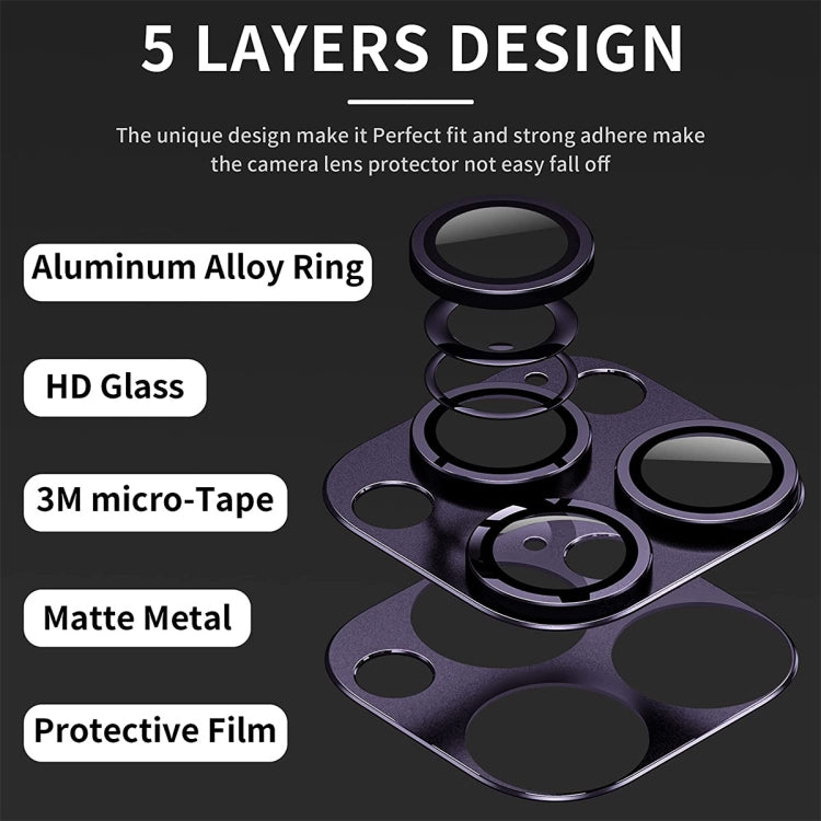 Película de vidrio templado de aleación de aluminio para lente de cámara antirreflectante ENKAY, For iPhone 15 Pro / 15 Pro Max