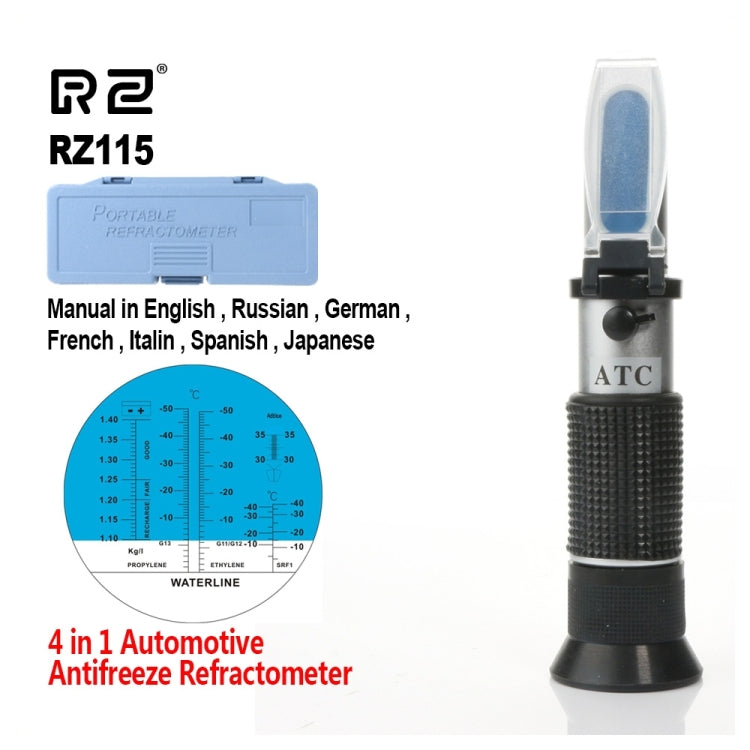 Refractómetro anticongelante automotriz RZ115, punto de congelación, Urea, batería Adblue, medidor de agua de vidrio fluido, herramienta ATC