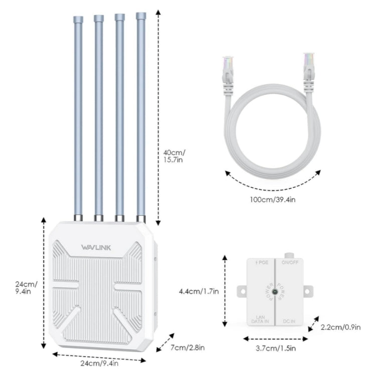 WAVLINK WN573HX1 WiFi 6 AX1800 IP67 Enrutadores WiFi inalámbricos de doble banda impermeables para exteriores, US Plug, EU Plug, UK Plug, AU Plug