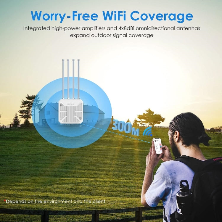 WAVLINK WN573HX1 WiFi 6 AX1800 IP67 Enrutadores WiFi inalámbricos de doble banda impermeables para exteriores, US Plug, EU Plug, UK Plug, AU Plug