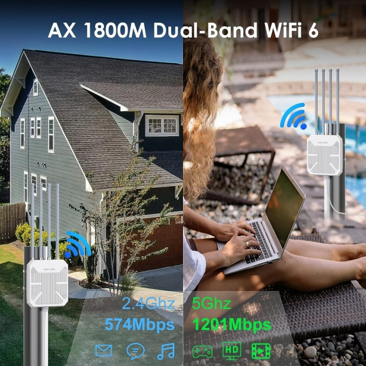 WAVLINK WN573HX1 WiFi 6 AX1800 IP67 Enrutadores WiFi inalámbricos de doble banda impermeables para exteriores, US Plug, EU Plug, UK Plug, AU Plug