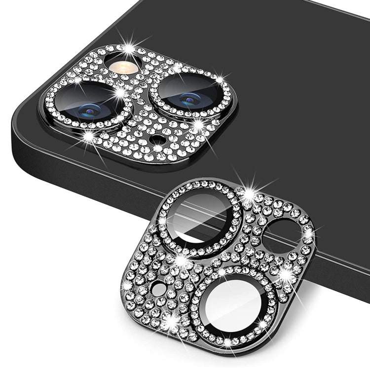 ENKAY Hat-Prince Blink Diamond Lente de cámara Aleación de aluminio + Protector de cobertura total de vidrio templado, For iPhone 15 / 15 Plus
