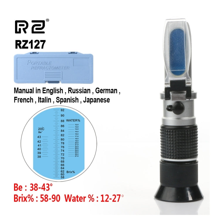 Alta concentración Brix Be agua 3 en 1 58% ~ 92% refractómetro de miel abejas azúcar alimento ATC RZ127