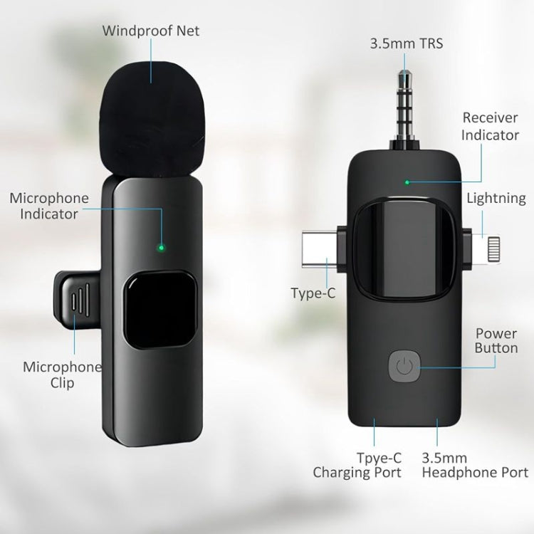 Micrófonos Lavalier inalámbricos para iPhone / Android, 2 in 1, 3 in 1