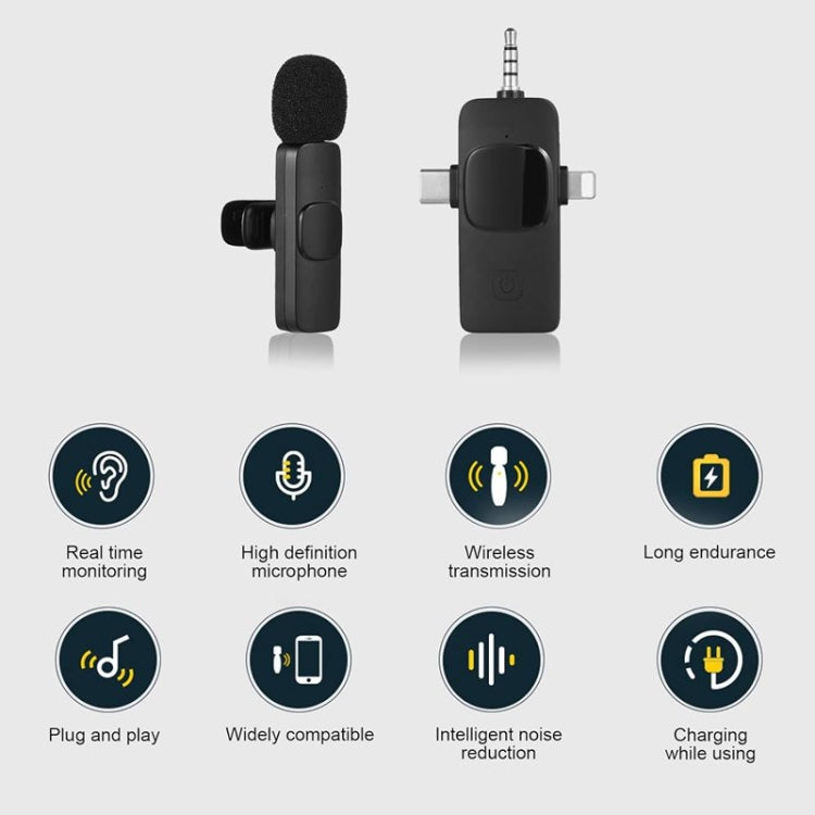 Micrófonos Lavalier inalámbricos para iPhone / Android, 2 in 1, 3 in 1
