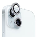 NORTHJO Protector de lente de cámara Película de anillo de diamantes de imitación de metal de vidrio templado, For iPhone 15 / 15 Plus
