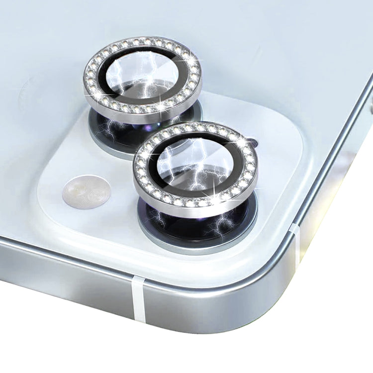 NORTHJO Protector de lente de cámara Película de anillo de diamantes de imitación de metal de vidrio templado, For iPhone 15 / 15 Plus