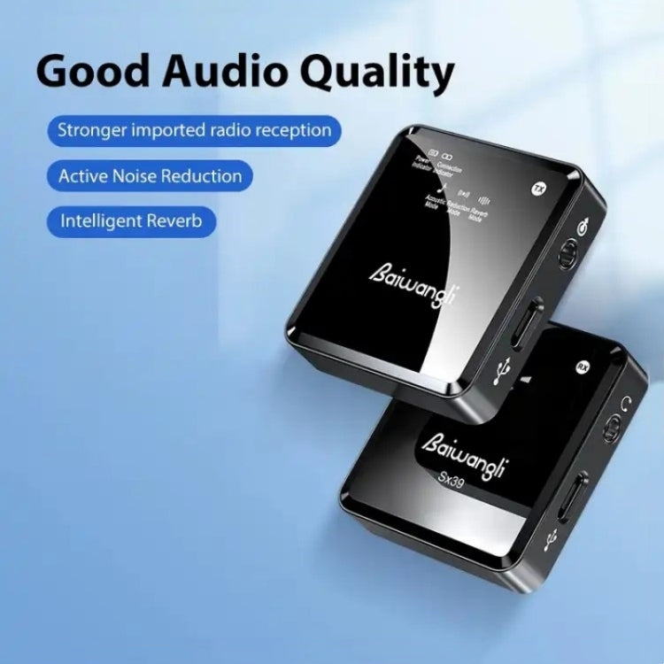 SX39 para iPhone Lavalier Micrófono inalámbrico de reducción de ruido con transmisor dual + receptor, For iPhone