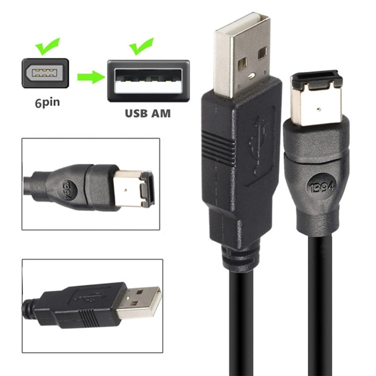 JUNSUNMAY Firewire IEEE 1394 Cable convertidor adaptador macho de 6 pines a USB 2.0 macho, 1.8m, 3m, 4.5m