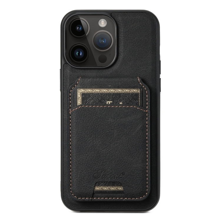 Suteni H16 Funda para teléfono con parte trasera tipo billetera desmontable de cuero con textura de litchi, For iPhone 12 Pro, For iPhone 17e / 16e