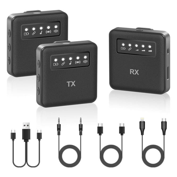 Micrófono inalámbrico USB Lavalier para iPhone, iPad, Android y cámaras, 1 To 1, 1 To 2
