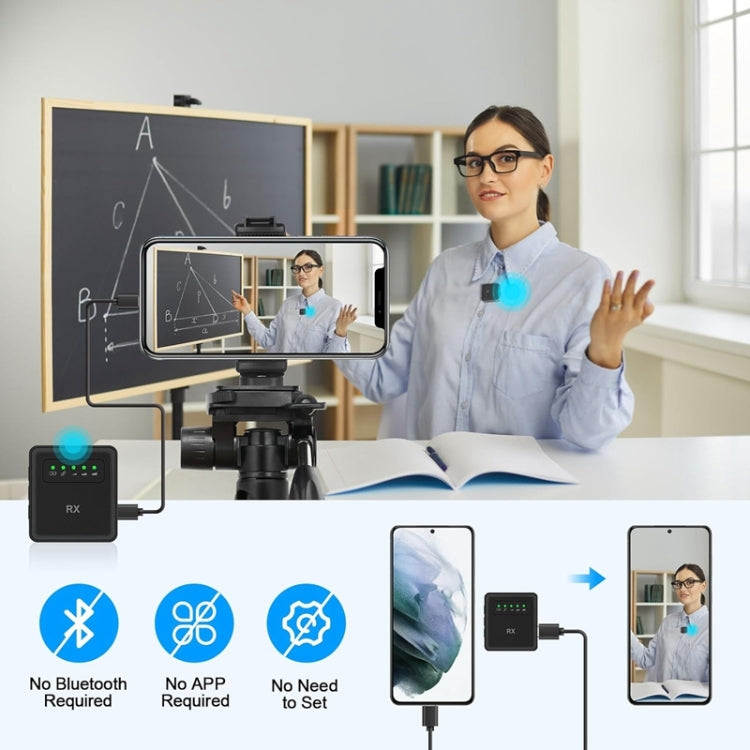 Micrófono inalámbrico USB Lavalier para iPhone, iPad, Android y cámaras, 1 To 1, 1 To 2