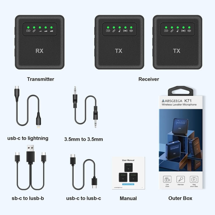 Micrófono inalámbrico USB Lavalier para iPhone, iPad, Android y cámaras, 1 To 1, 1 To 2