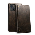 Suteni Funda para teléfono de cuero con hebilla y textura de becerro barroca, For iPhone 15