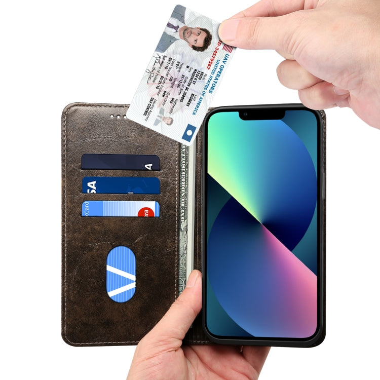 Suteni Funda para teléfono de cuero con hebilla y textura de becerro barroca, For iPhone 15
