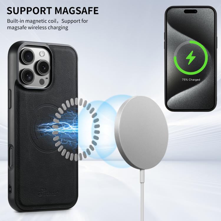 Suteni H17 Funda para teléfono con billetera desmontable MagSafe de cuero con textura de litchi, For iPhone 17e / 16e, For iPhone 17 Pro Max, For iPhone 17 Pro, For iPhone 17, For iPhone Air, For iPhone 16 Pro Max, For iPhone 16 Pro, For iPhone 16 Plus...