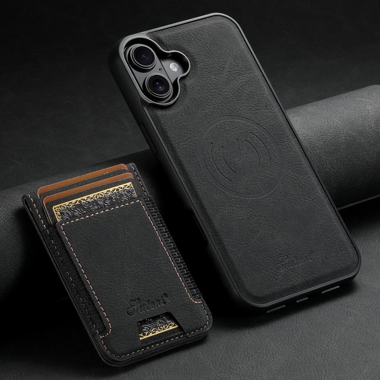 Suteni H17 Funda para teléfono con billetera desmontable MagSafe de cuero con textura de litchi, For iPhone 17e / 16e, For iPhone 17 Pro Max, For iPhone 17 Pro, For iPhone 17, For iPhone Air, For iPhone 16 Pro Max, For iPhone 16 Pro, For iPhone 16 Plus...