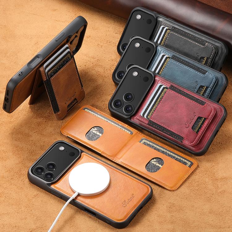 Suteni H17 Oil Eax Funda de cuero para teléfono con billetera desmontable MagSafe, For iPhone 13 Pro, For iPhone 13, For iPhone 12, For iPhone 12 Pro Max, For iPhone 12 Pro