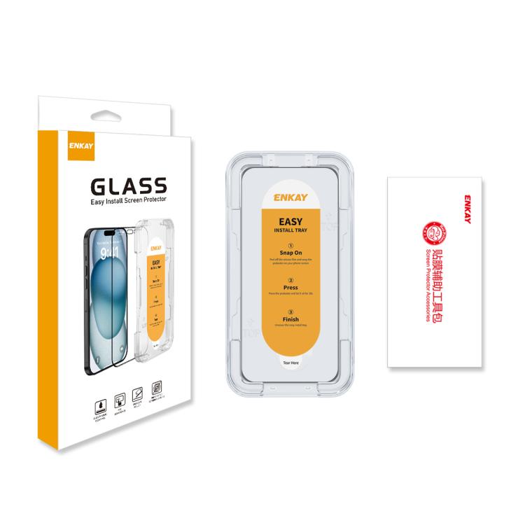 ENKAY Película de vidrio completa de silicio con alto contenido de alúmina de fácil instalación, For iPhone 17e / 16e / 14 / 13 / 13 Pro, For iPhone 17 Pro Max, For iPhone 17 Pro, For iPhone 17, For iPhone Air, For iPhone 16 Pro Max, For iPhone 16 Pro ...