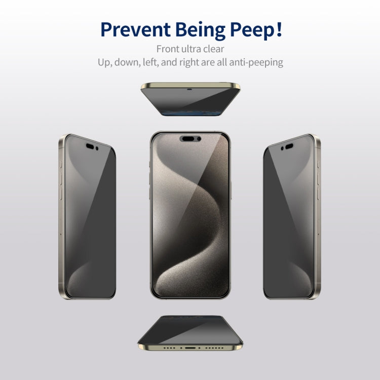 2 piezas ENKAY Hat-Prince Película de vidrio templado de pantalla completa de privacidad anti-peeping de 360 grados, For iPhone 15 Pro Max, For iPhone 15 Pro, For iPhone 15 Plus, For iPhone 15, For iPhone 14 Plus, For iPhone 14, For iPhone 14 Pro    ...