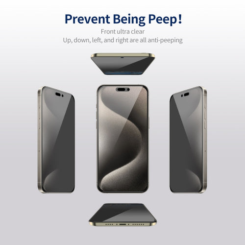 2 piezas ENKAY Hat-Prince Película de vidrio templado de pantalla completa de privacidad anti-peeping de 360 grados, For iPhone 15 Pro Max, For iPhone 15 Pro, For iPhone 15 Plus, For iPhone 15, For iPhone 14 Plus, For iPhone 14, For iPhone 14 Pro    ...