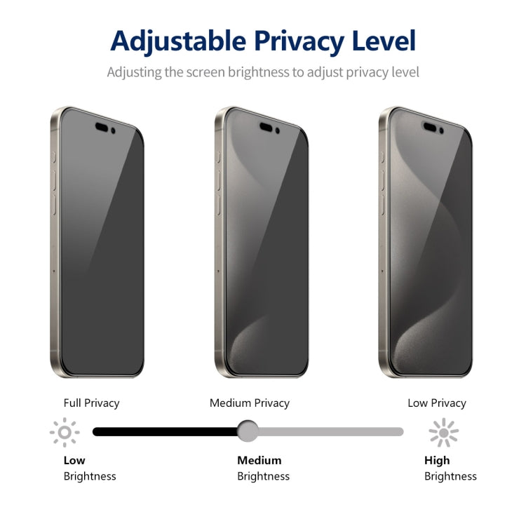 2 piezas ENKAY Hat-Prince Película de vidrio templado de pantalla completa de privacidad anti-peeping de 360 grados, For iPhone 15 Pro Max, For iPhone 15 Pro, For iPhone 15 Plus, For iPhone 15, For iPhone 14 Plus, For iPhone 14, For iPhone 14 Pro    ...