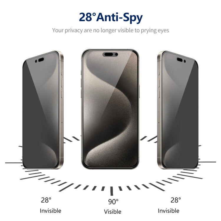 2 piezas ENKAY Hat-Prince Película de vidrio templado de pantalla completa de privacidad anti-peeping de 360 grados, For iPhone 15 Pro Max, For iPhone 15 Pro, For iPhone 15 Plus, For iPhone 15, For iPhone 14 Plus, For iPhone 14, For iPhone 14 Pro    ...