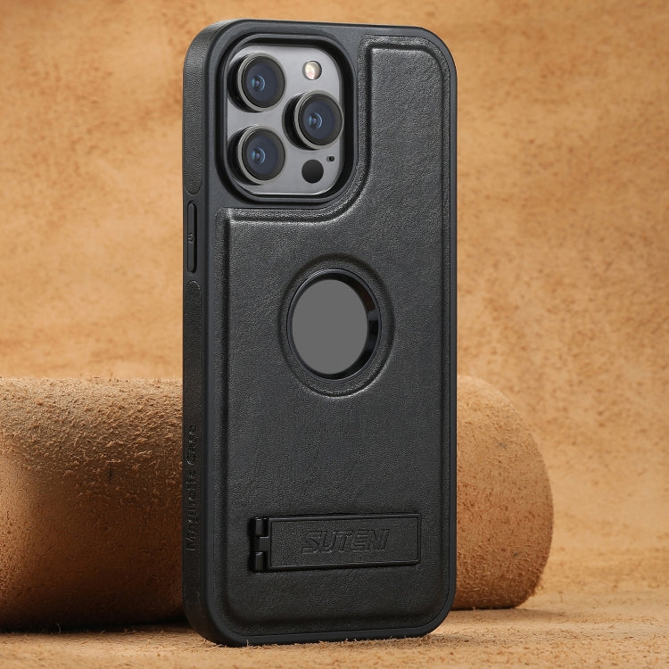 Funda trasera de cuero para teléfono Suteni G2 Magsafe Oil Wax con soporte, For iPhone 13 Pro Max, For iPhone 13 Pro, For iPhone 13, For iPhone 12, For iPhone 12 Pro Max, For iPhone 12 Pro