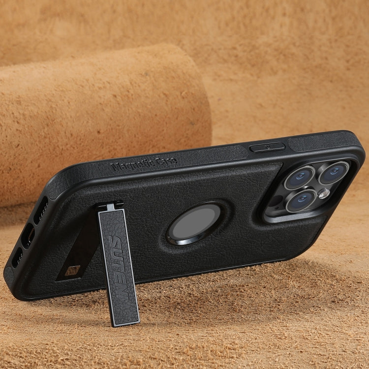 Funda para teléfono Suteni G2 Magsafe Litchi con textura de cuero y soporte, For iPhone 13 Pro Max, For iPhone 13 Pro, For iPhone 13, For iPhone 12, For iPhone 12 Pro Max, For iPhone 12 Pro
