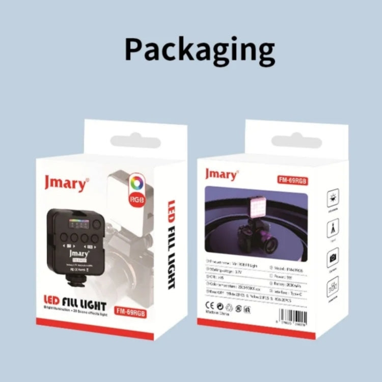 JMARY FM-69RGB Mini luz de vídeo RGB portátil, luz para cámara, lámpara de iluminación para fotografía, FM-69RGB