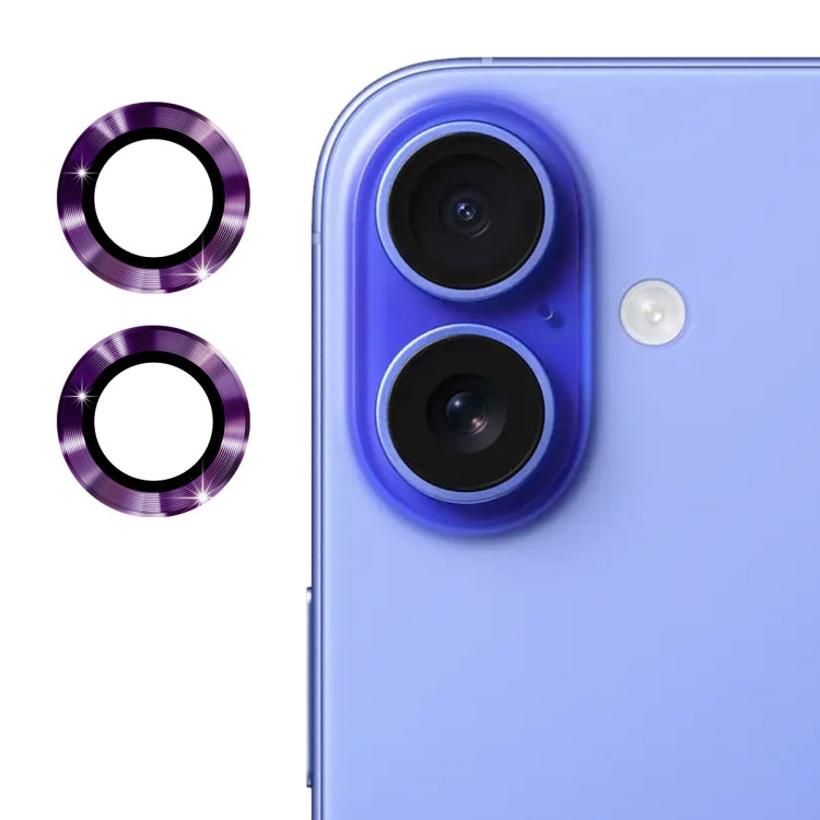 Película de vidrio templado de aleación de aluminio con lente trasera ENKAY 9H, For iPhone 16 / 16 Plus