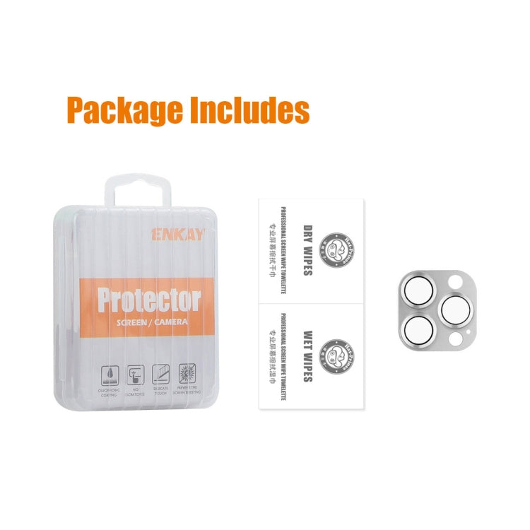 Película de cubierta de lente de vidrio templado de aleación de aluminio ENKAY, For iPhone 16 Pro / 16 Pro Max