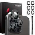 NORTHJO 2 juegos de 6 piezas de cubierta protectora de lente de cámara con anillo de película de metal, For iPhone 16 Pro / Pro Max