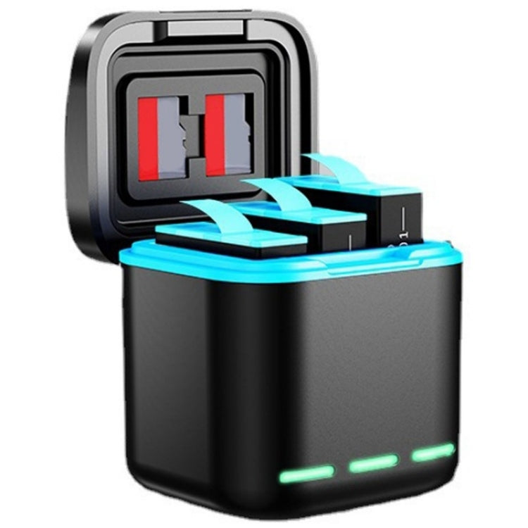 Estuche de almacenamiento de estación de carga de 3 baterías recargable GP-810 para GoPro HERO5 /6/7/8, For GoPro HERO5 /6 /7 /8